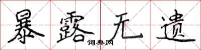 侯登峰暴露無遺楷書怎么寫
