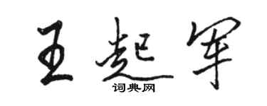 駱恆光王起軍行書個性簽名怎么寫