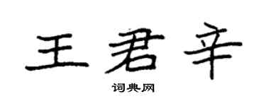 袁強王君辛楷書個性簽名怎么寫