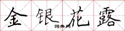 侯登峰金銀花露楷書怎么寫