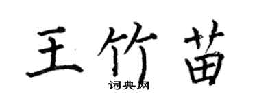 何伯昌王竹苗楷書個性簽名怎么寫