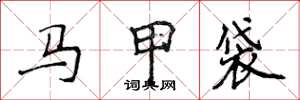 侯登峰馬甲袋楷書怎么寫