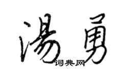 王正良湯勇行書個性簽名怎么寫