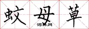 何伯昌蚊母草楷書怎么寫