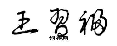 曾慶福王習福草書個性簽名怎么寫