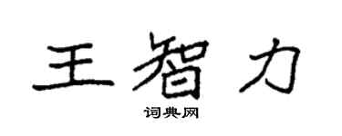 袁強王智力楷書個性簽名怎么寫