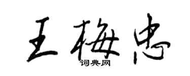 王正良王梅忠行書個性簽名怎么寫