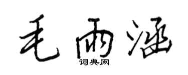 王正良毛雨涵行書個性簽名怎么寫