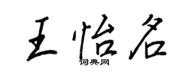 王正良王怡名行書個性簽名怎么寫