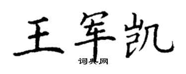 丁謙王軍凱楷書個性簽名怎么寫