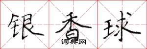 侯登峰銀香球楷書怎么寫