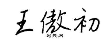 王正良王傲初行書個性簽名怎么寫