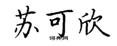 丁謙蘇可欣楷書個性簽名怎么寫