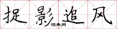 侯登峰捉影追風楷書怎么寫