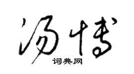 梁錦英湯博草書個性簽名怎么寫