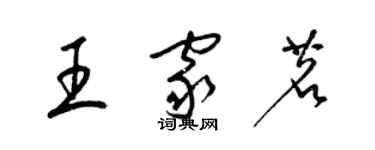 梁錦英王家茗草書個性簽名怎么寫