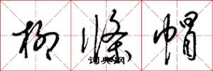 梁錦英柳條帽草書怎么寫