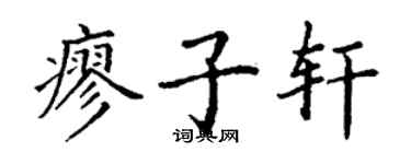 丁謙廖子軒楷書個性簽名怎么寫
