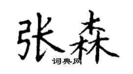 丁謙張森楷書個性簽名怎么寫