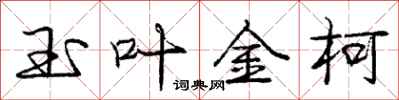 龐中華玉葉金柯行書怎么寫
