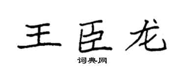 袁強王臣龍楷書個性簽名怎么寫