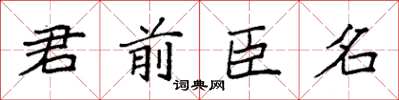 袁強君前臣名楷書怎么寫