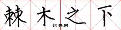 何伯昌棘木之下楷書怎么寫