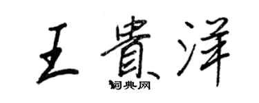 王正良王貴洋行書個性簽名怎么寫