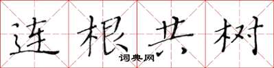 黃華生連根共樹楷書怎么寫