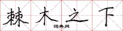 侯登峰棘木之下楷書怎么寫