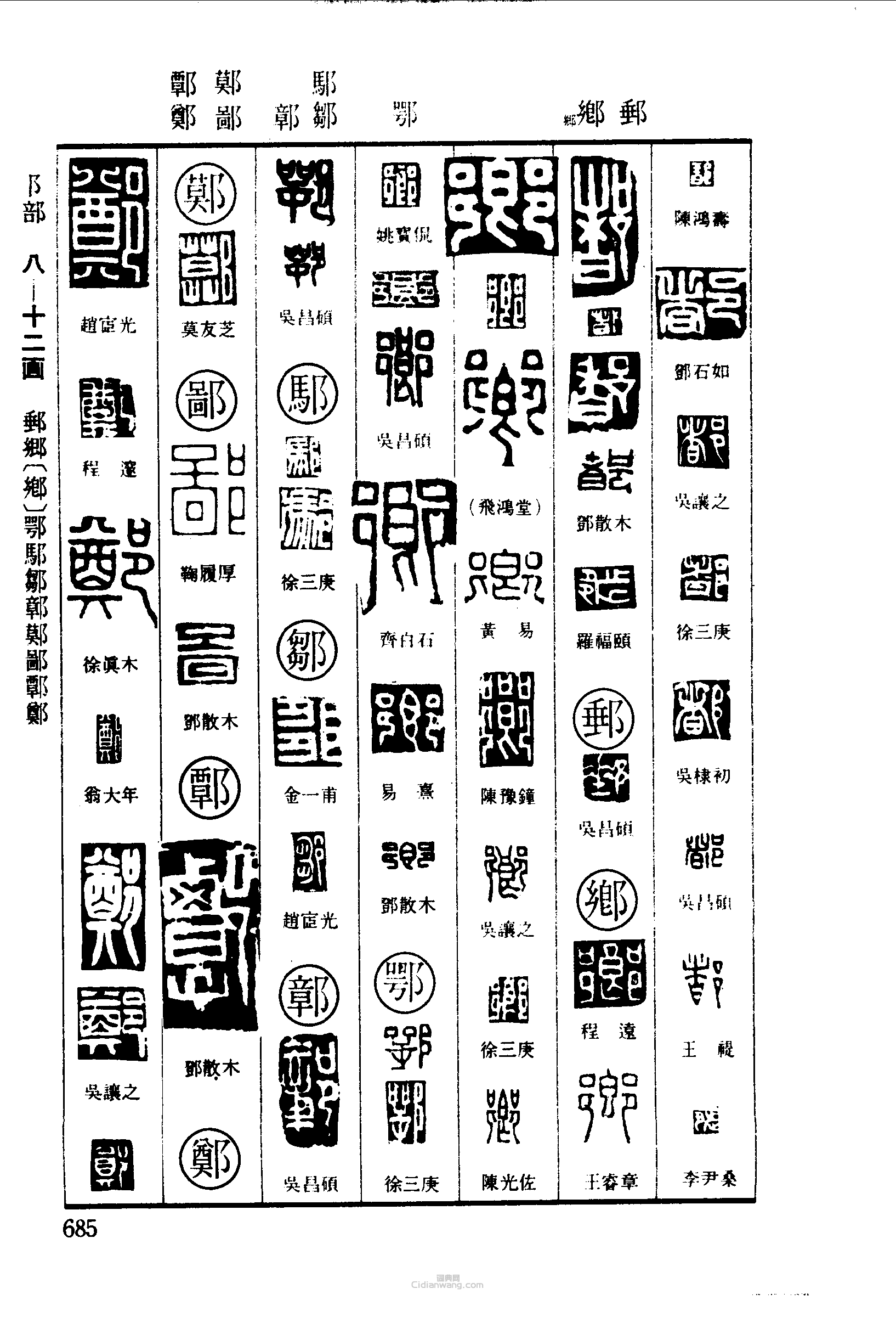 “都鄉鄂鄣鄚鄙鄭”篆刻印章