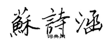 王正良蘇詩涵行書個性簽名怎么寫