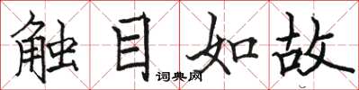 駱恆光觸目如故楷書怎么寫