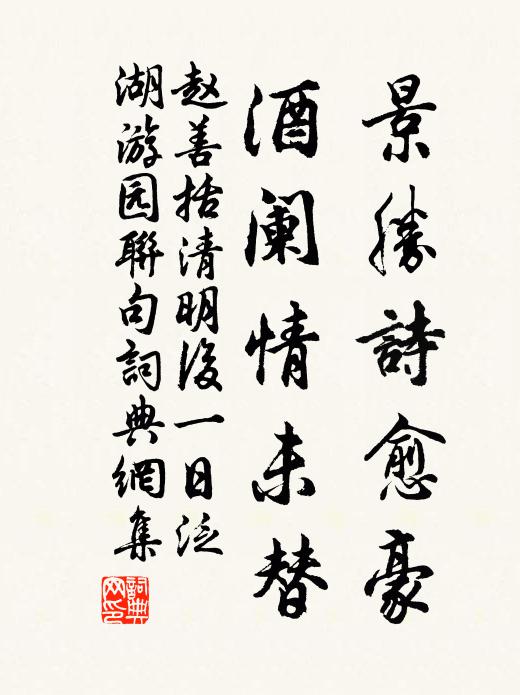 趙善括景勝詩愈豪,酒闌情未替書法作品欣賞