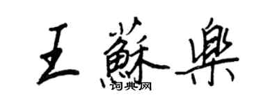 王正良王蘇樂行書個性簽名怎么寫