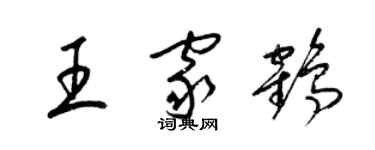 梁錦英王家鶴草書個性簽名怎么寫