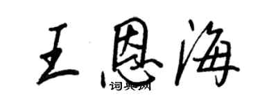 王正良王恩海行書個性簽名怎么寫