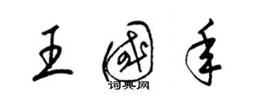 梁錦英王國年草書個性簽名怎么寫