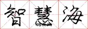 龐中華智慧海行書怎么寫