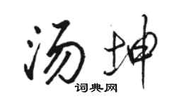 駱恆光湯坤行書個性簽名怎么寫