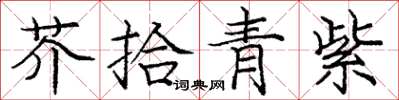 龐中華芥拾青紫楷書怎么寫