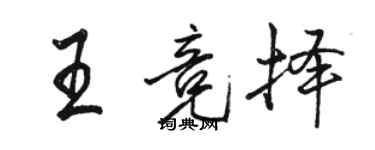 駱恆光王競擇行書個性簽名怎么寫