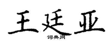 丁謙王廷亞楷書個性簽名怎么寫