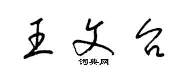 梁錦英王文台草書個性簽名怎么寫