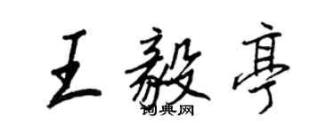 王正良王毅亭行書個性簽名怎么寫