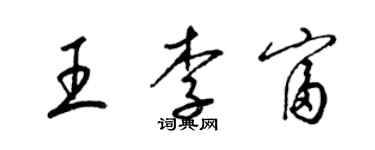 梁錦英王李富草書個性簽名怎么寫