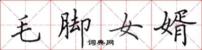 田英章毛腳女婿楷書怎么寫