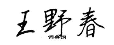 王正良王野春行書個性簽名怎么寫