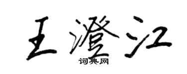 王正良王澄江行書個性簽名怎么寫