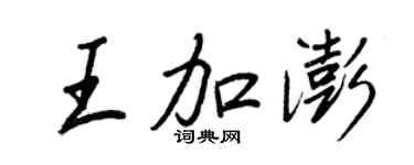 王正良王加澎行書個性簽名怎么寫